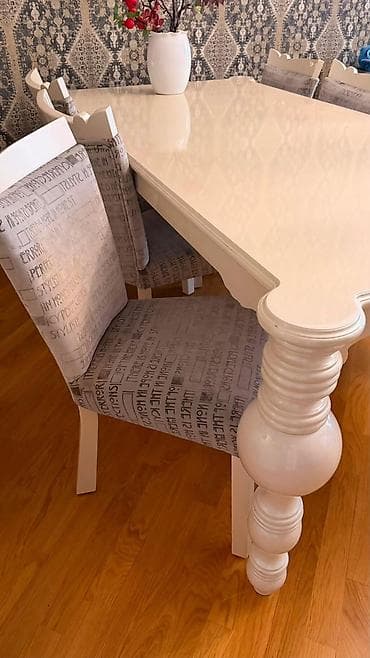kohnə stul: Qonaq otağı üçün, İşlənmiş, Kvadrat masa, 6 stul — 1