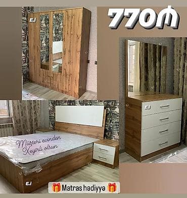 qapi sifarisi: Yataq otağı mebel dəsti Dəst tərkibi: - 3 qapılı şkaf: orta hissədə — 1