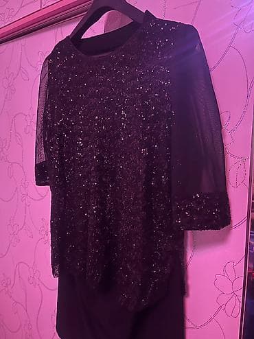 biserli kofda: Qara sagdan razrezli yupkayla biserli tul qollu kofta desti — 2