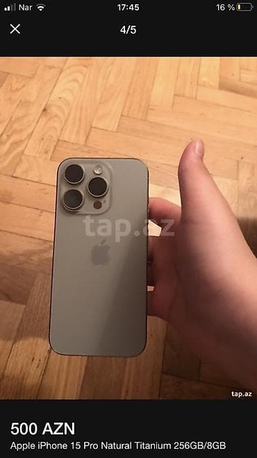 Mobil telefon və aksesuarlar: IPhone 15 Pro, 256 GB, Natural Titanium, Face ID — 5