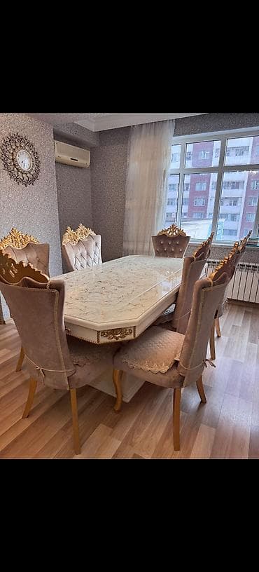 Qonaq otağı üçün, Açılmayan, Dördbucaq masa, 8 stul — 1