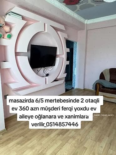 oguzda ev: Masazirda qurtuluşda 6/5 mertebesinde 2 otaqli ev 360 azn mûşderi — 1