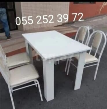 stol və stul dəstləri: Yeni, Kvadrat masa, 6 stul, Açılmayan, Stullar ilə, Taxta, Azərbaycan — 13