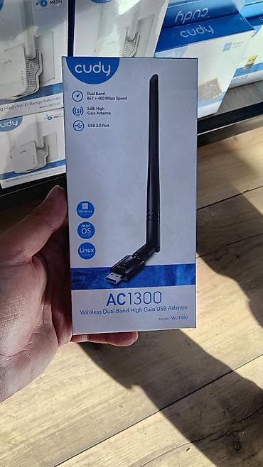 Elektronika: Cudy AC1300 WU1400 – Wi‑Fi USB adapter - İkiz zolaq: 5 GHz 867 Mbps + — 1