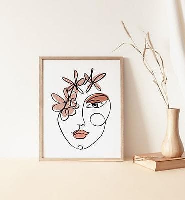 Minimalist divar posteri – xətt sənəti kolleksiyası, sifariş üçün zəng