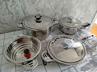 tava dəsti: Qazan, rəng - Gümüşü, Paslanmayan polad, Almaniya — 1