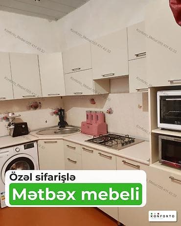Özəl sifarişlə mətbəx mebeli - Dizayn: Müasir, açıq rəngli fasadlar — 1