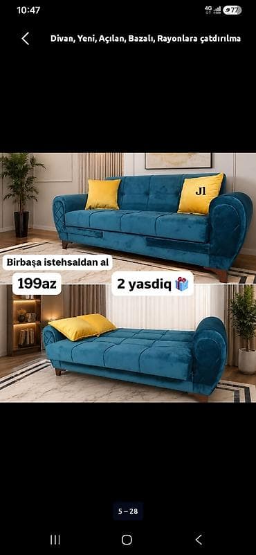 divan krovat: Divan, Yeni, Açılan, Bazalı, Parça, Ödənişli çatdırılma — 6