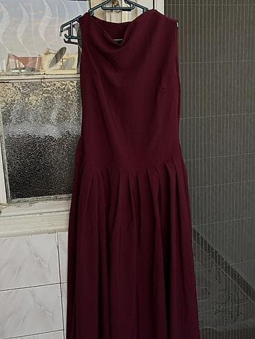 sade don: Bordo rəngli ziyafət/gecə geyimi - Model: midi uzunluqda, ətək — 4