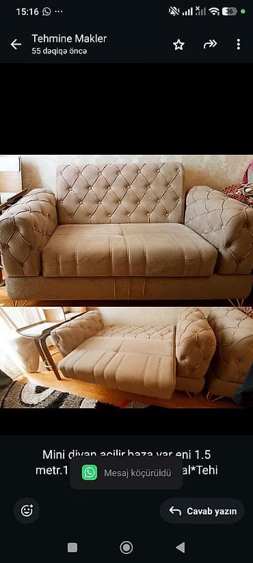 Mini divan acilir.baza var eni 1.5 metr.170man ünvan Yasamal*Tehi