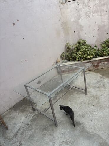 стол на кухню стеклянный: Нераскладной, Стекло, Прямоугольный стол — 3