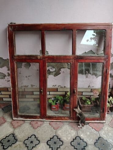 Qızdırıcı və isidicilər: Taxta çərçivəli köhnə tip şüşə pəncərə dəsti - Material: massiv ağac — 2