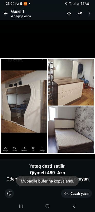 bakcell internet paketleri 15 azn: Yataq desti satilir. *Qiymeti 480 Azn* Odeniwli catdirilma var — 1