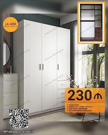 3 qapılı, Siyirməli, Digər rəng, Açılan, Düz dolab — 1