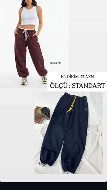 Qadın üçün rahat kesimli idman şalvarı - Model: Tək şalvar - Ölçü