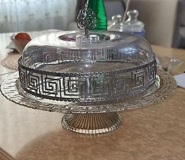 Tort və şiriniyyat qabı, rəng - Gümüşü, Şüşə, Türkiyə