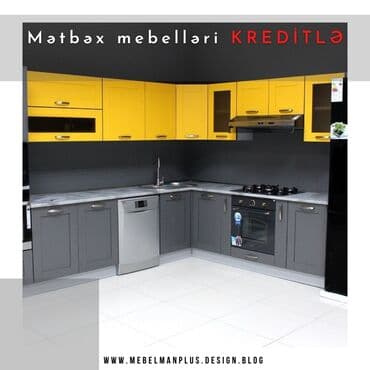 metbex mebeli gence: Sifarişlə mətbəx dəsti, Özü çəkən petlələr, Mat laminat, Kredit var, Pulsuz çatdırılma — 10