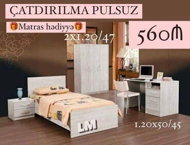 yazı masa: Gənc yataq otagi mebeli ÇARPAYI+DOLAB+Yazı masası+tumba Yeni və — 2