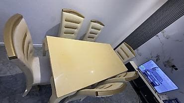 stollar: Qonaq otağı üçün, Açılmayan, Dördbucaq masa, 6 stul — 2