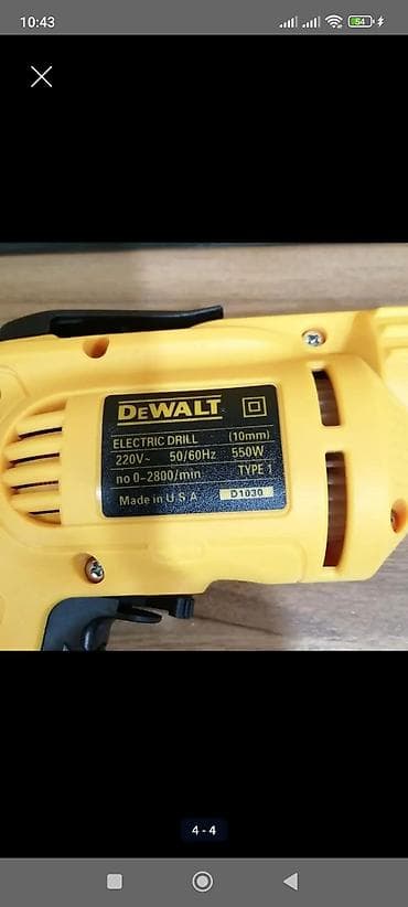 mini drel: Məhsul: DeWALT elektrikli matkap Xüsusiyyətlər: - Güc: 550W - — 4