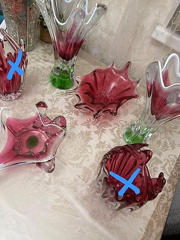 bogema: Qəmzəli rəng keçidli bədii şüşə dekor dəsti - Material: qalın — 3