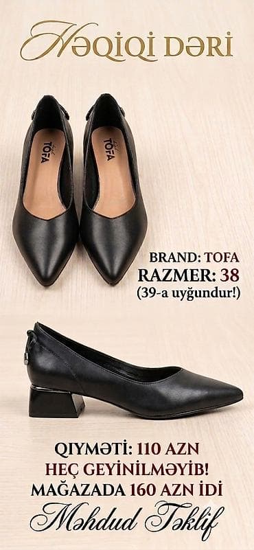 bot 38: Tuflilər, Ölçü: 38, rəng - Qara, Yeni — 1
