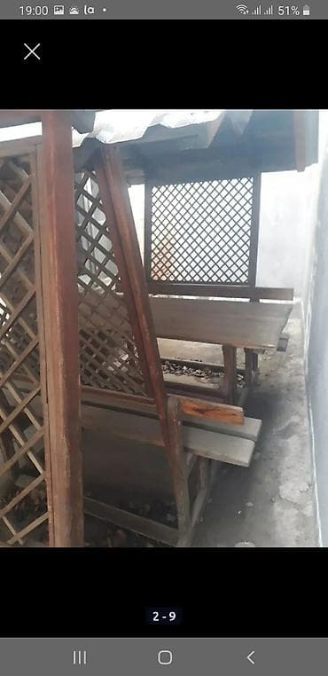 Açıq havada istirahət üçün taxta köşk dəsti - Material: ağac karkas