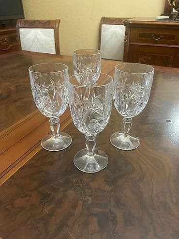 Qədəhlər, rəng - Ağ, Xrustal, 4 ədədli dəst, Çexiya — 1