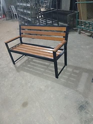 taxta navesler: Metal karkaslı taxta oturacaqlı skamya - Material: qalın poladdan — 2