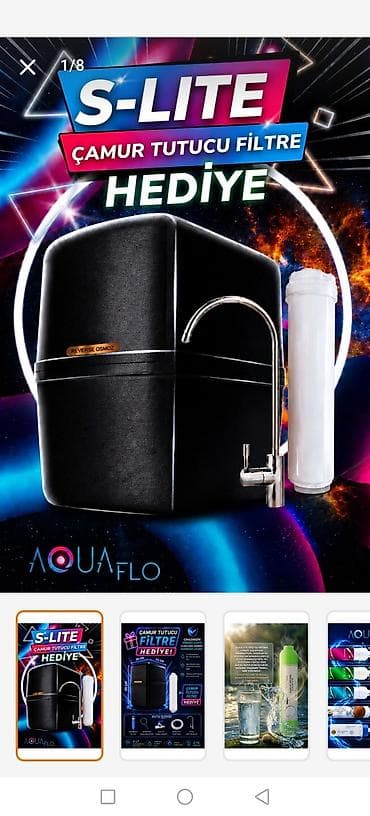 AQUA flo su filteri. S 14 mərhələli, qələvi (alkali), 80 GPD