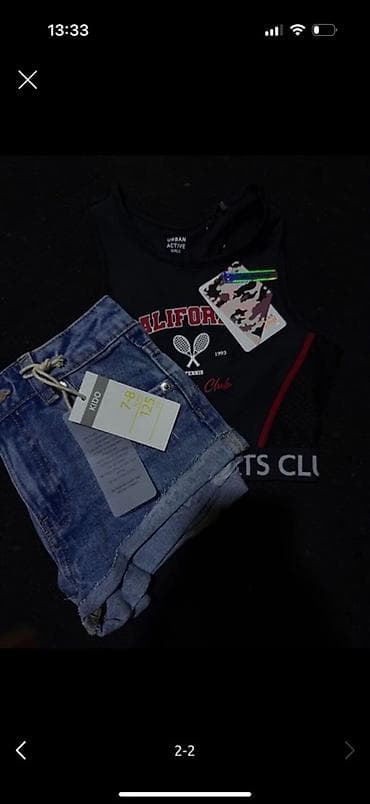 ayaqq: 🌸 7-8 yaş üçün cins şort və qara köynək 🌸 Hər ikisi tam yenidir — 4