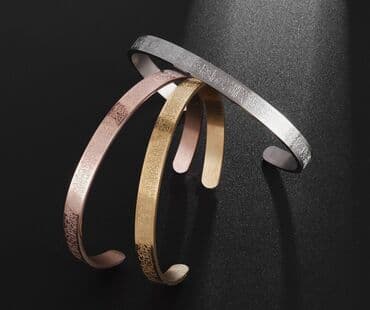 ENDİRİM Polad qolbaq əl işi AYƏTÜL KÜRSÜ yazısi ilə, rəng getmir