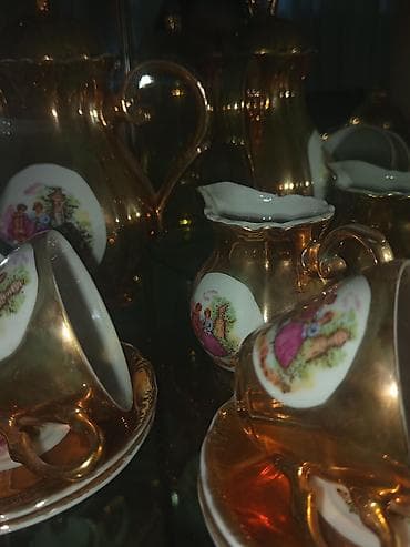 çay termusu: Çay dəsti, rəng - Qızılı, Farfor, Yaponiya — 5