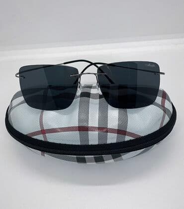 qadın eynəkləri ucun futlyar: Qara rəngli çərçivəsiz dizayna malik unisex günəş eynəyi. Düzbucaqlı — 4