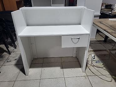 nerj stol: Ağ rəngli resepsiyon masası / kassir stolu. Minimalist və səliqəli — 7