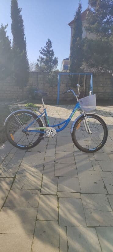 velik 26: Şəhər kruizer tipli velosiped - Rəng: mavi - Çərçivə: aşağı enişli — 2