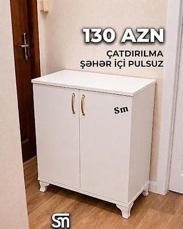 kunc masa: Ağ rəngli modul mebel dəsti. - Ayaqlı 2 qapılı komod/dolab: yuxarı — 1