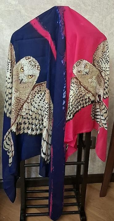 Hicab: Böyük ölçülü qadın şalı/şərf - Dizayn: iki tərəfli effektli, tünd göy — 1