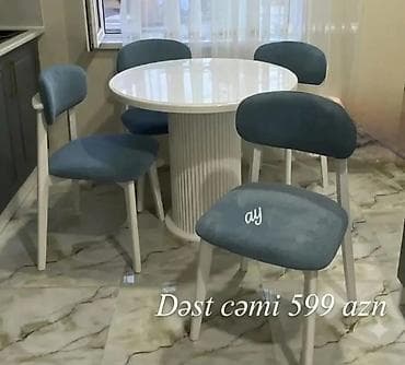 ag masa: Yemək otağı dəsti - Dəyirmi, parlaq ağ masa – silindrik, relyefli — 1