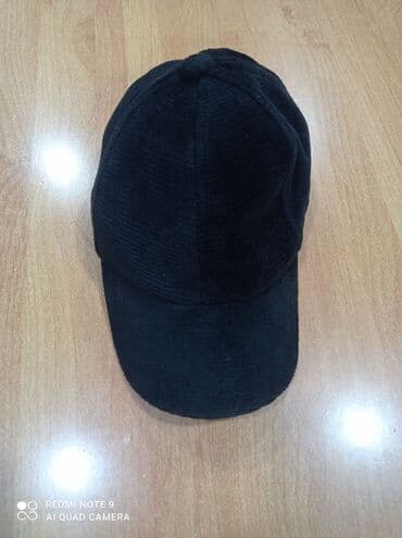 детские шерстяные шапки: Qara rəngli kepka - Material: zolaqlı manjetli məxmərə (korduroy) — 1