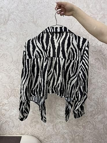 Другая женская одежда: Zebra naxışlı qısa qadın köynəyi - Rəng: qara-ağ zebra print - — 2