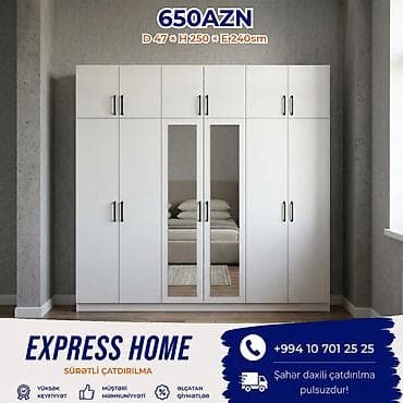 Yeni, 6 qapı, Güzgülü, Açılan, Düz dolab