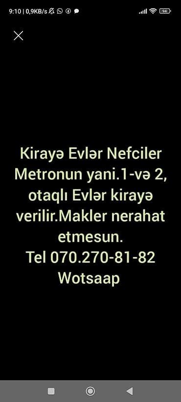 gencede kireye ev: Neftçilər metrosunun yanında 1 və 2 otaqlı mənzillər kirayəyə verilir — 1