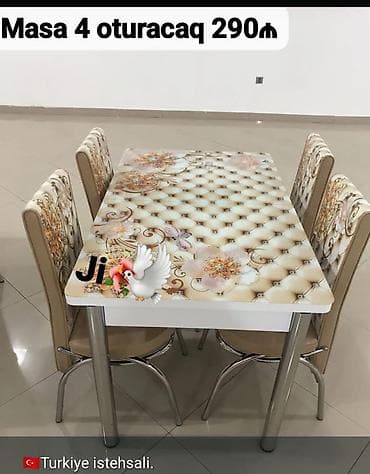 isti doseme: Mətbəx üçün, Yeni, Açılmayan, Dördbucaq masa, 4 stul — 1