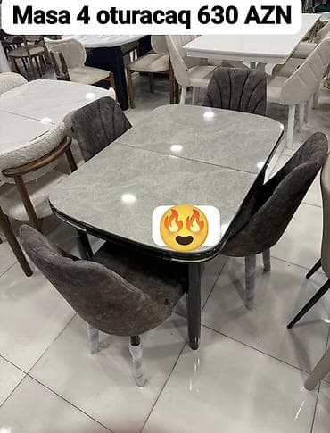 oturaca: Mətbəx üçün, Oval masa, 4 stul — 1