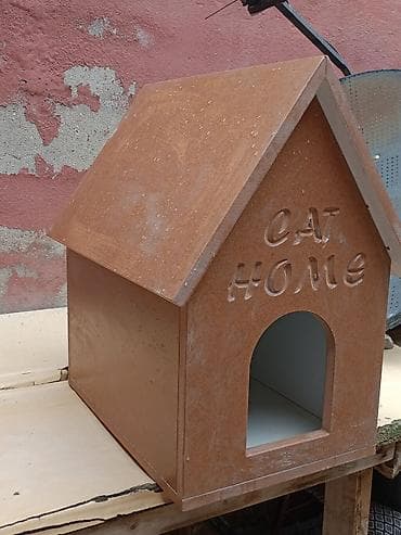 pişik evleri: Pişik evi – “CAT HOME” yazılı - Material: sıxılmış ağac/taxta lövhə — 4