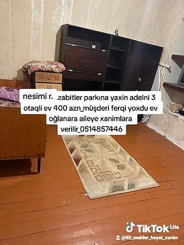 80 kv. m, 3 otaqlı, İnternet, Telefon, Su