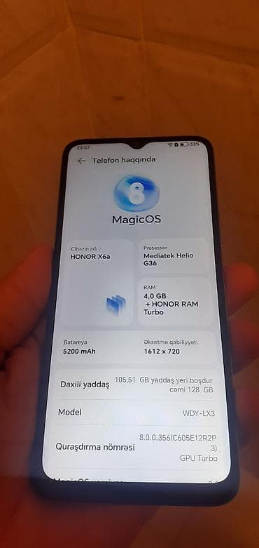 philips xenium f511: Honor X6a, 128 GB, rəng - Yaşıl, Barmaq izi — 6
