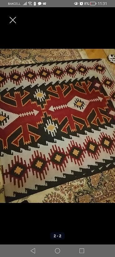 xalca kilim: Məhsul: Əl toxuması kilim (2 tərəfli naxışlı) Təsvir: - Rəng — 1