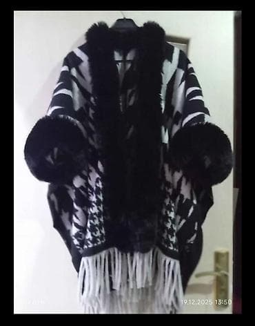 ana bala dəst: Yenidir .Zebra naxışlı qadın ponçosu - Rəng və naxış: Qara-ağ — 1